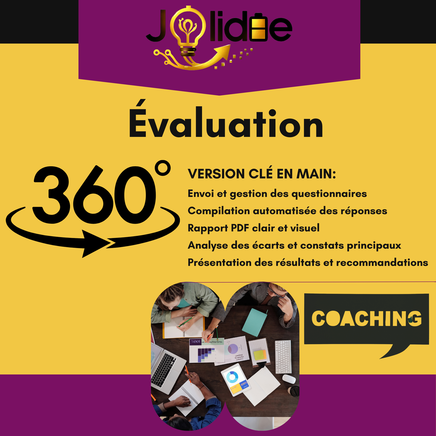 Forfait Évaluation 360° – Service professionnel de rétroaction pour dirigeants | Jolidée