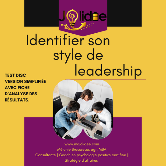 Test psychométrique DISC simplifié – Identifier son style de leadership | Jolidée (téchargeable)
